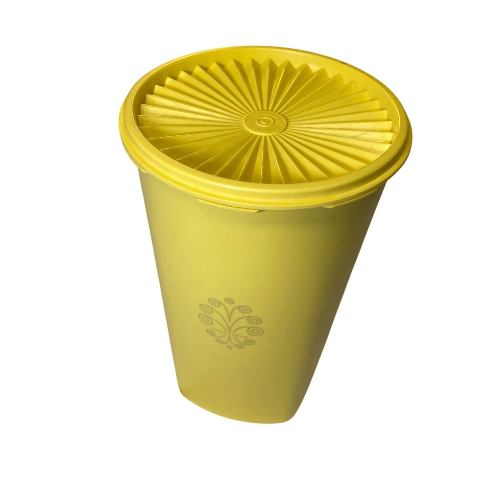 Vintage Tupperware Yellow Canister Sunburst Lid 1222-5‎ 808-14 Kitchen Storage